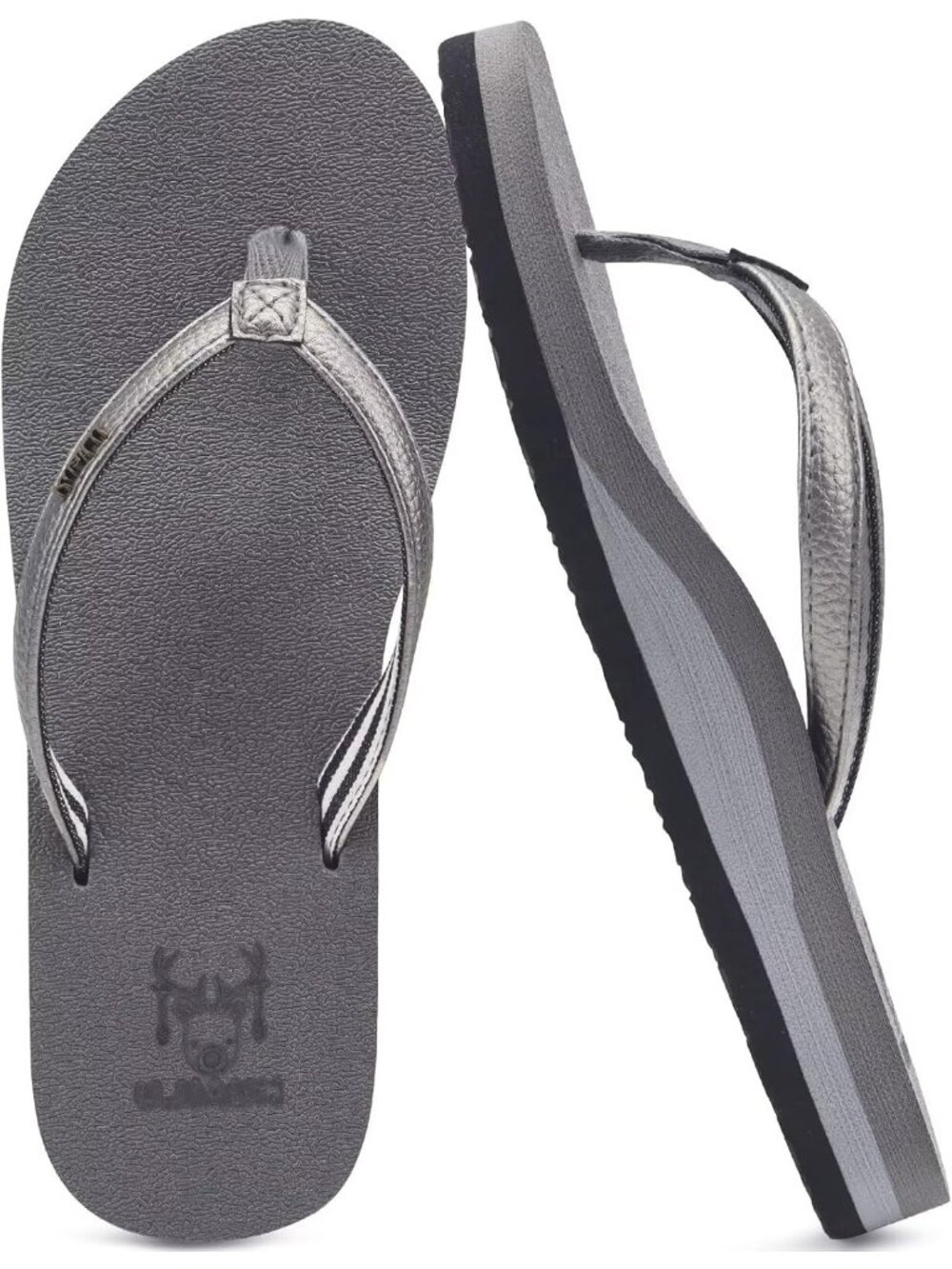 Women's Grey Arch Support Summer Beach Thong Sandals Comfortable Casual